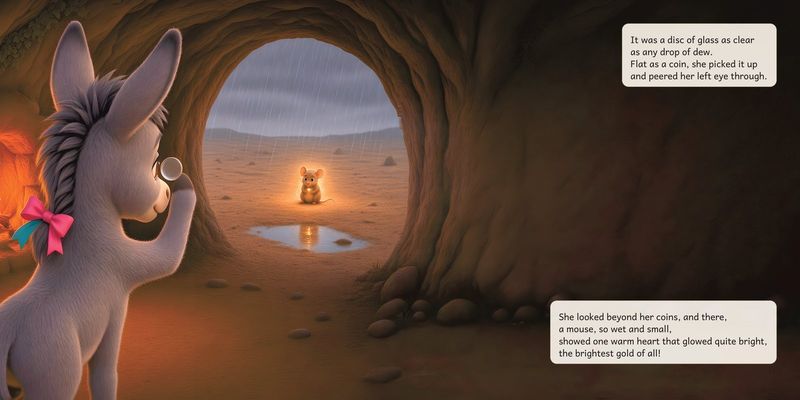 Sample spread: Michelle peers through a disc of glass