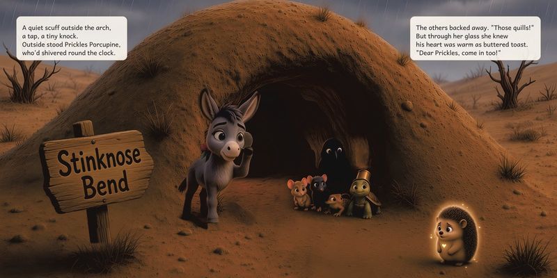 Sample spread: Prickles Porcupine knocks at the arch